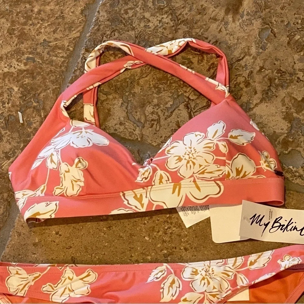 NWT~RIPCURL Dusty Rose Floral Paradise Beach 2-Piece Bikini Set Size Small
